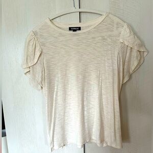 Express Sheer Off White Short Sleeve Top